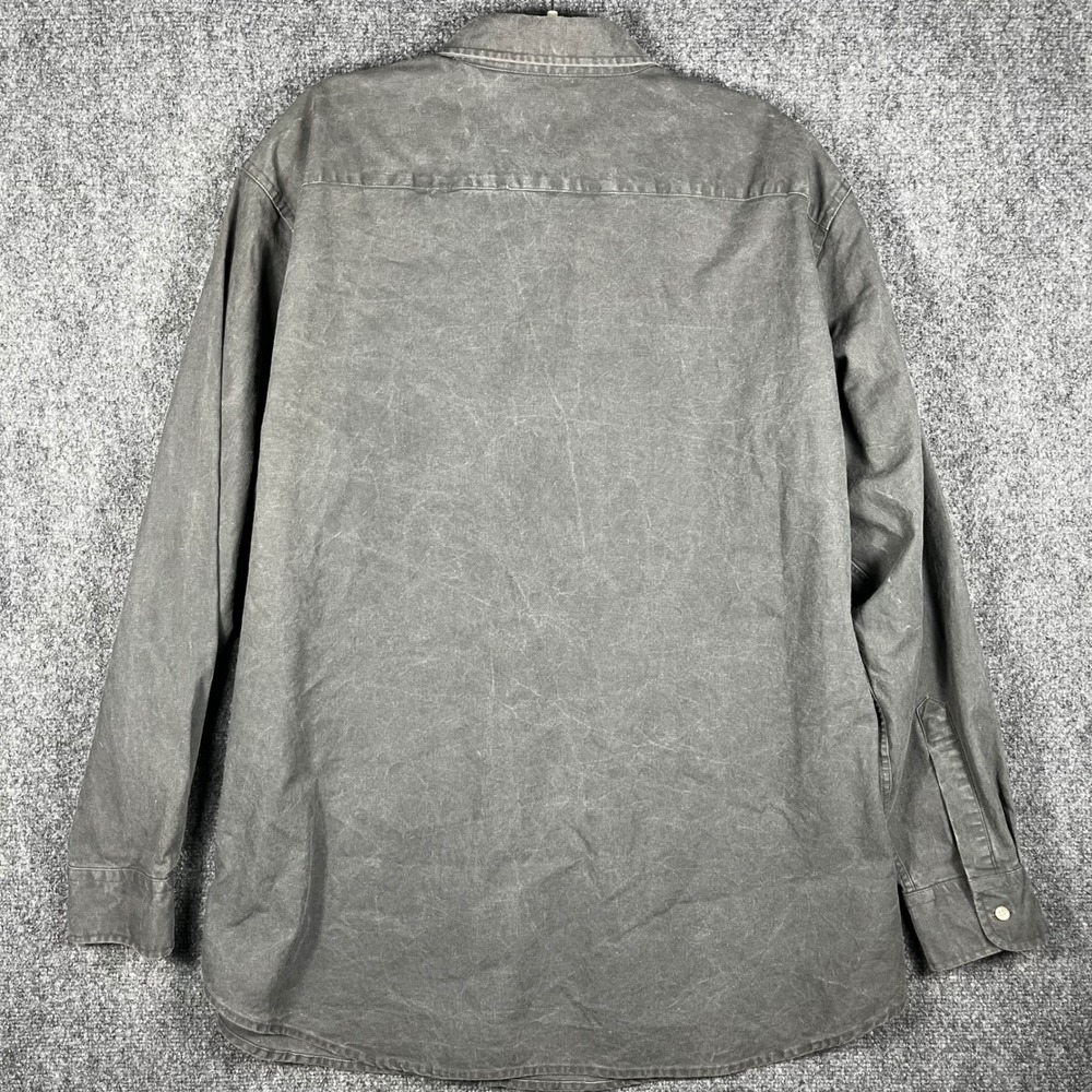 Woolrich‎ Button Down Shirt Mens XL Charcoal Gray Cotton Canvas Utility 6935 - Picture 3 of 7